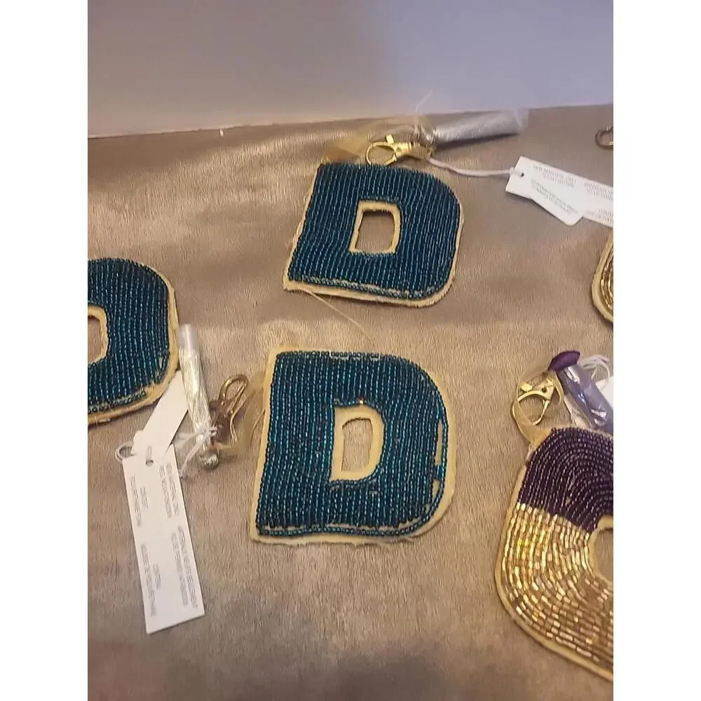 BEADED LETTERS WITH TASSLES LOT OF 9 For Keys, Purses Or Crafts